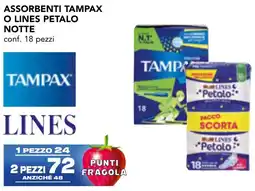 Esselunga Assorbenti tampax o lines petalo notte offerta