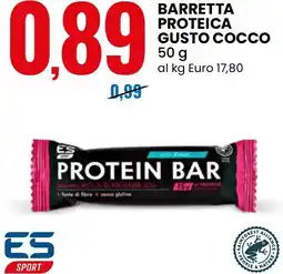 Eurospin Barretta proteica gusto cocco ES SPORT offerta