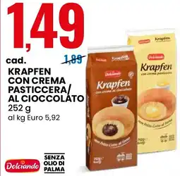 Eurospin Krapfen con crema pasticcera/ al cioccolato Dolciando offerta