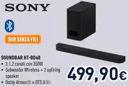 Unieuro SONY SOUNDBAR HT-BD60 offerta