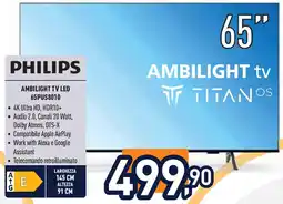 Unieuro PHILIPS AMBILIGHT TV LED 65PUS8010 offerta
