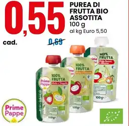 Eurospin Purea di frutta bio assotita Prime Pappe offerta