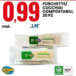 Eurospin Forchette/ cucchiai compostabili, 20 pz SISTEMA casa offerta