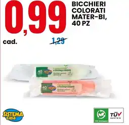 Eurospin Bicchieri colorati mater-bi, 40 pz SISTEMA casa offerta