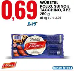 Eurospin Würstel pollo, suino e tacchino, 3 pz Tobias offerta