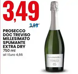 Eurospin Prosecco doc treviso millesimato spumante extra dry offerta