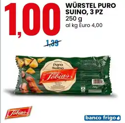 Eurospin Würstel puro suino, 3 pz Tobias offerta