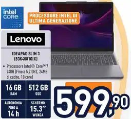 Unieuro Lenovo IDEAPAD SLIM 3 (83K4001QIX) offerta
