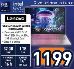 Unieuro Lenovo YOGA SLIM 71 AURA EDITION (83JX004WIX) offerta