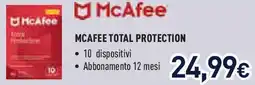 Unieuro Mcafee total protection offerta