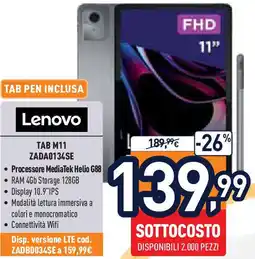 Unieuro Lenovo TAB M11 ZADA0134SE offerta