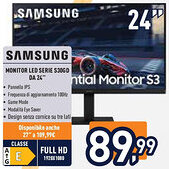 Unieuro SAMSUNG MONITOR LED SERIE S30GD DA 24" offerta