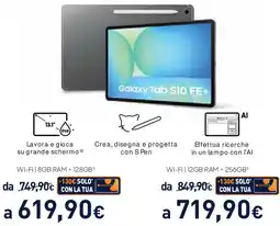 Unieuro SAMSUNG Galaxy Tab S10 FE+ offerta