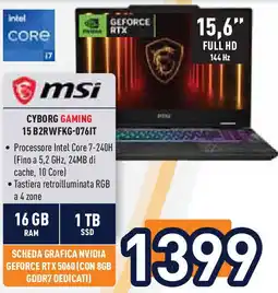 Unieuro MSI CYBORG GAMING 15 B2RWFKG-076IT offerta