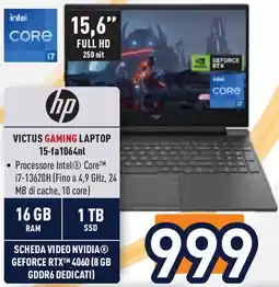 Unieuro hp VICTUS GAMING LAPTOP 15-fa1064nl offerta