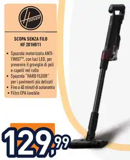 Unieuro Hoover SCOPA SENZA FILO HF 201H011 offerta