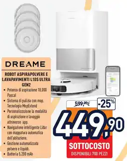 Unieuro DREAME ROBOT ASPIRAPOLVERE E LAVAPAVIMENTI L10S ULTRA GEN2 offerta