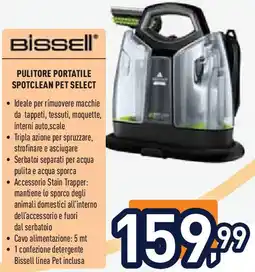 Unieuro Bissell pulitore portatile spotclean pet select offerta