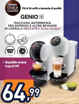 Genio macchina automatica per espressi e altre bevande in capsula nescafé dolce gusto
