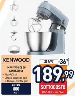 Unieuro KENWOOD IMPASTATRICE GO KZM35.000GY offerta