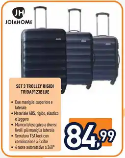 Unieuro JOIA HOME SET 3 TROLLEY RIGIDI TRIOA9123BLUE offerta