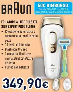 Unieuro BRAUN EPILATORE A LUCE PULSATA SILK EXPERT PRO5 PL5152 offerta