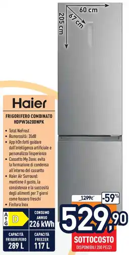 Unieuro Haier FRIGORIFERO COMBINATO HDPW3620DNPK offerta