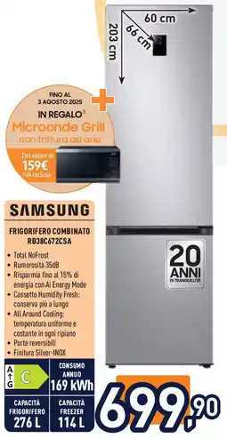 Unieuro SAMSUNG FRIGORIFERO COMBINATO RB38C672CSA offerta