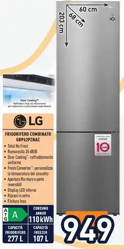 Unieuro LG FRIGORIFERO COMBINATO GBP62PZNAC offerta
