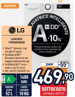 Unieuro LG LAVATRICE F4WR6010AGW offerta