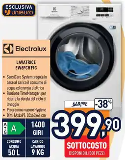 Unieuro Electrolux LAVATRICE EW6FCH19G offerta