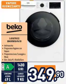 Unieuro beko LAVATRICE BMURWU4941B offerta