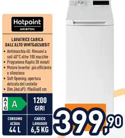 Unieuro Hotpoint ARISTON LAVATRICE CARICA DALL'ALTO WMTG6526BSIT offerta