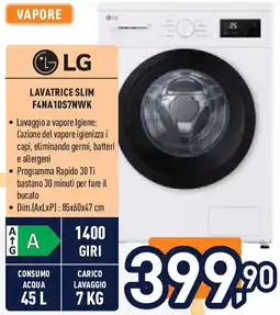 Unieuro LG LAVATRICE SLIM F4NA10S7NWK offerta