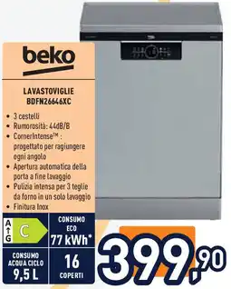 Unieuro beko LAVASTOVIGLIE BDFN26646XC offerta