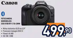 Unieuro Canon FOTOCAMERA MIRRORLESS EOS R100 RF-S 18-45MM offerta