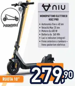 Unieuro NIU MONOPATTINO ELETTRICO KQ12 PRO offerta