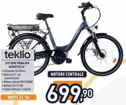 Unieuro teklio CITY BIKE PEDALATA ASSISTITA 24" offerta
