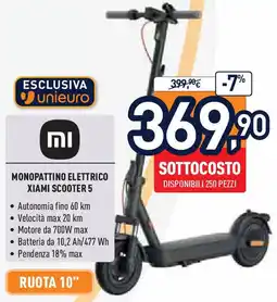 Unieuro MONOPATTINO ELETTRICO XIAMI SCOOTER 5 offerta
