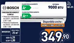 Unieuro BOSCH CONDIZIONATORE MONOSPLIT CL2000 26E offerta