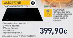 Unieuro Whirlpool WLB2977NE PIANO A INDUZIONE DA 77CM offerta