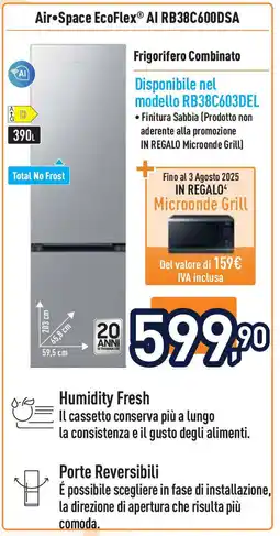 Unieuro SAMSUNG Air Space EcoFlex AI RB38C600DSA offerta