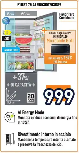 Unieuro SAMSUNG F1RST 75 AI RB53DG703DS9 offerta