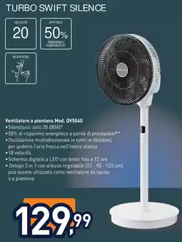 Unieuro ROWENTA TURBO SWIFT SILENCE Ventilatore a piantana Mod. QV5040 offerta