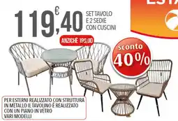 Iper Nonna Isa Set tavolo e 2 sedie con cuscini offerta