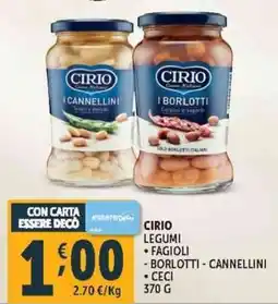 Deco Supermercati Cirio legumi fagioli - borlotti - cannellini ceci offerta