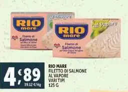 Deco Supermercati Rio mare filetto di salmone al vapore vari tipi offerta