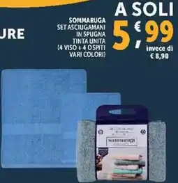 Deco Supermercati Sommaruga set asciugamani in spugna tinta unita offerta