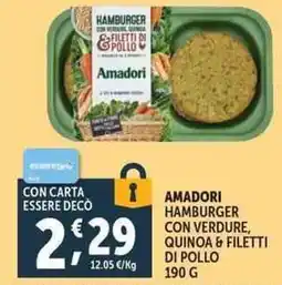 Deco Supermercati Amadori hamburger con verdure, quinoa & filetti di pollo offerta