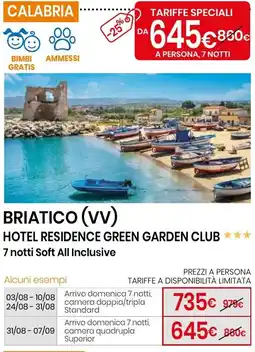 Eurospin Briatico (vv) hotel residence green garden club offerta